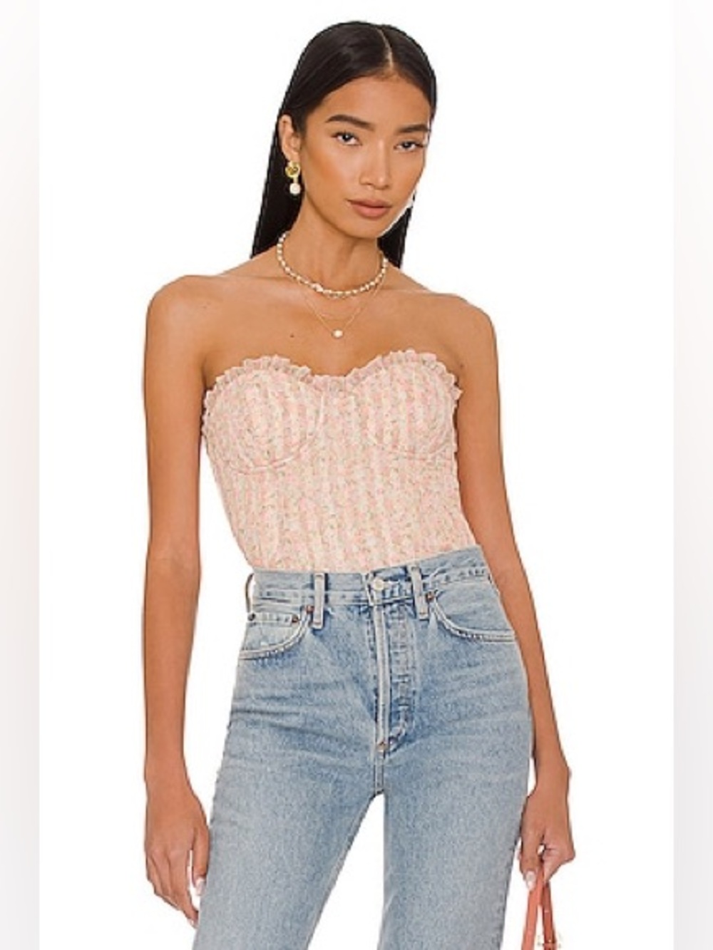 MAJORELLE Ilaria Bustier Floral Top Size Medium